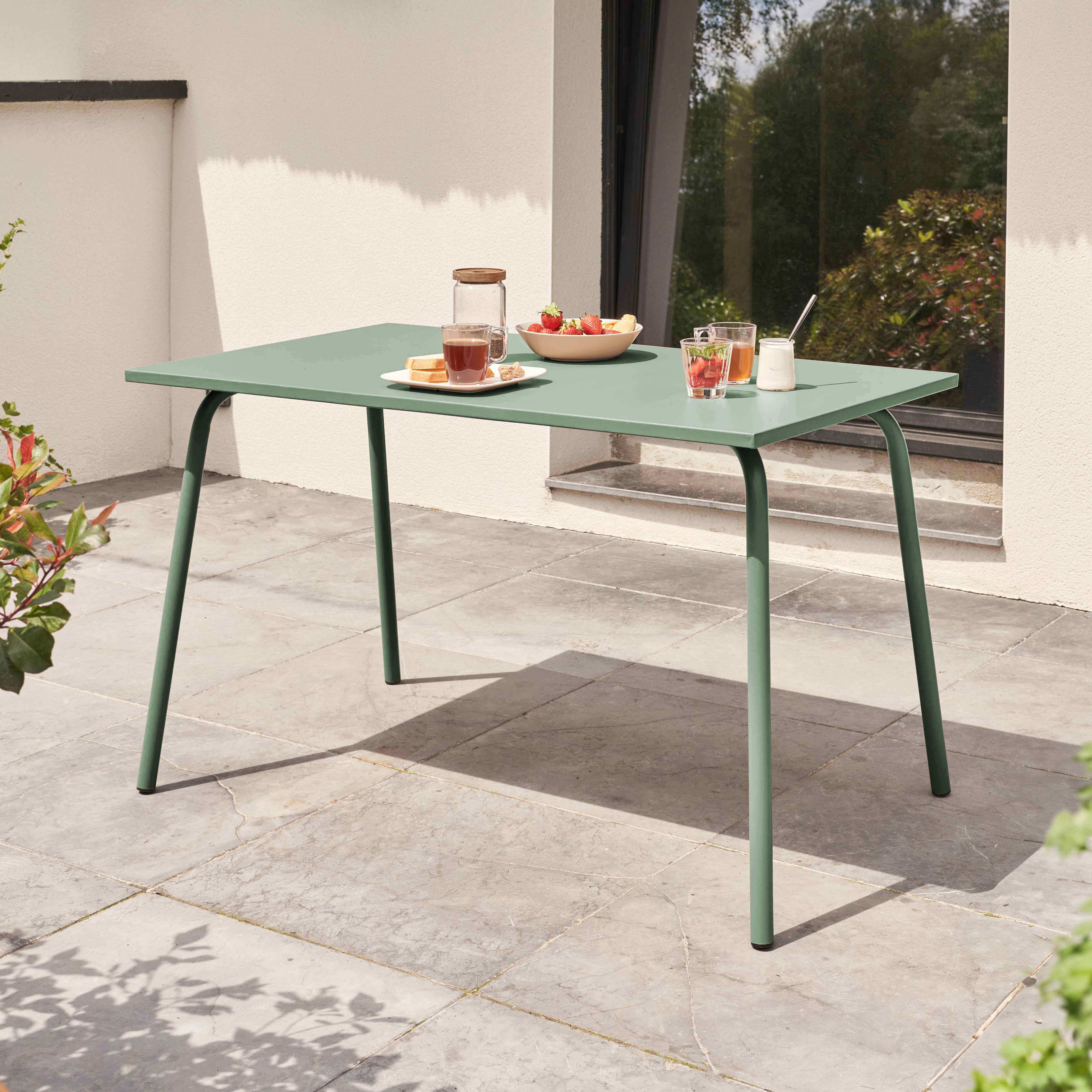 Table De Jardin Pliante Carrée Oviala 'Rome' - Acier, 60x60x71 Cm, Couleur Vert Cactus - Résistante Aux Intempéries, Pour Terrasse Et Balcon - 13