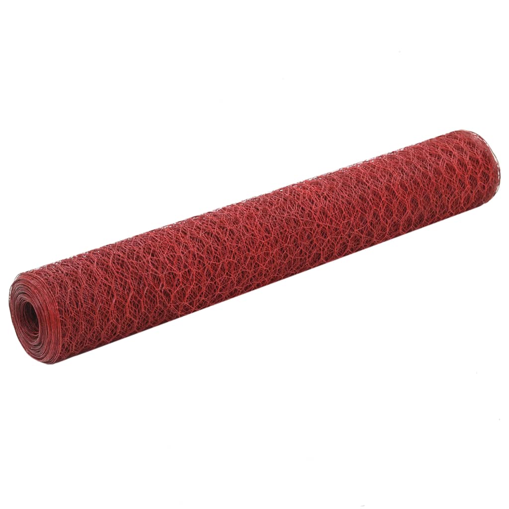 Ogrodzenie z siatki, stal i PVC, 25x1 m, czerwone vidaXL