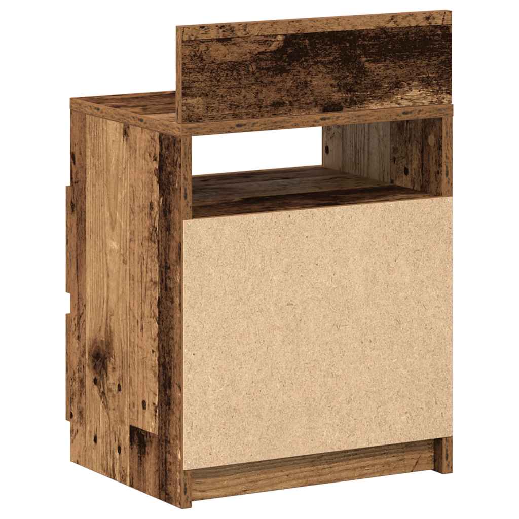 Tables de chevet 2 pièces avec 2 tiroirs vieux bois 40x33x60 cm - 7