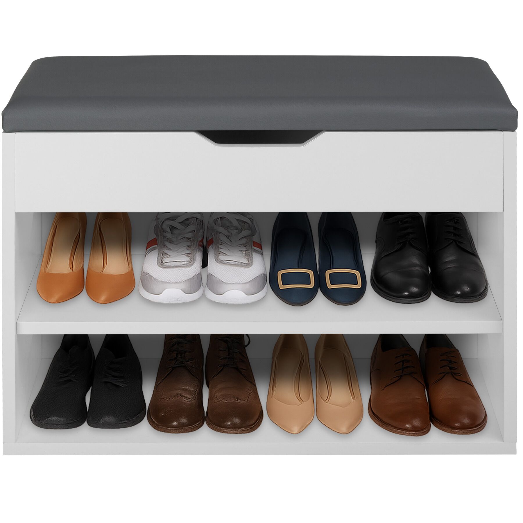 Banc à chaussures en bois MDF avec coussin d'assise 60 x 30 x 43,5 cm TECTAKE - 7