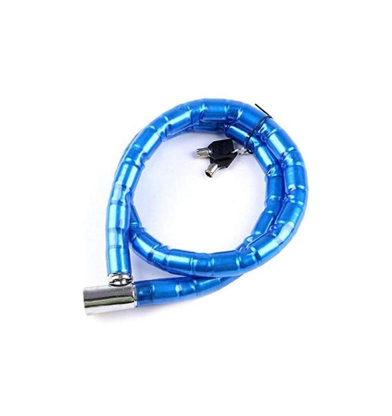 Cadena candado piton azul para motos bicicletas de metro