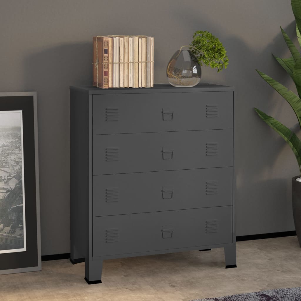 Cassettiera Metallica Bisley 634 Grigio Antracite - 56,5x42x49,5 Cm Con Serratura E Garanzia 5 Anni