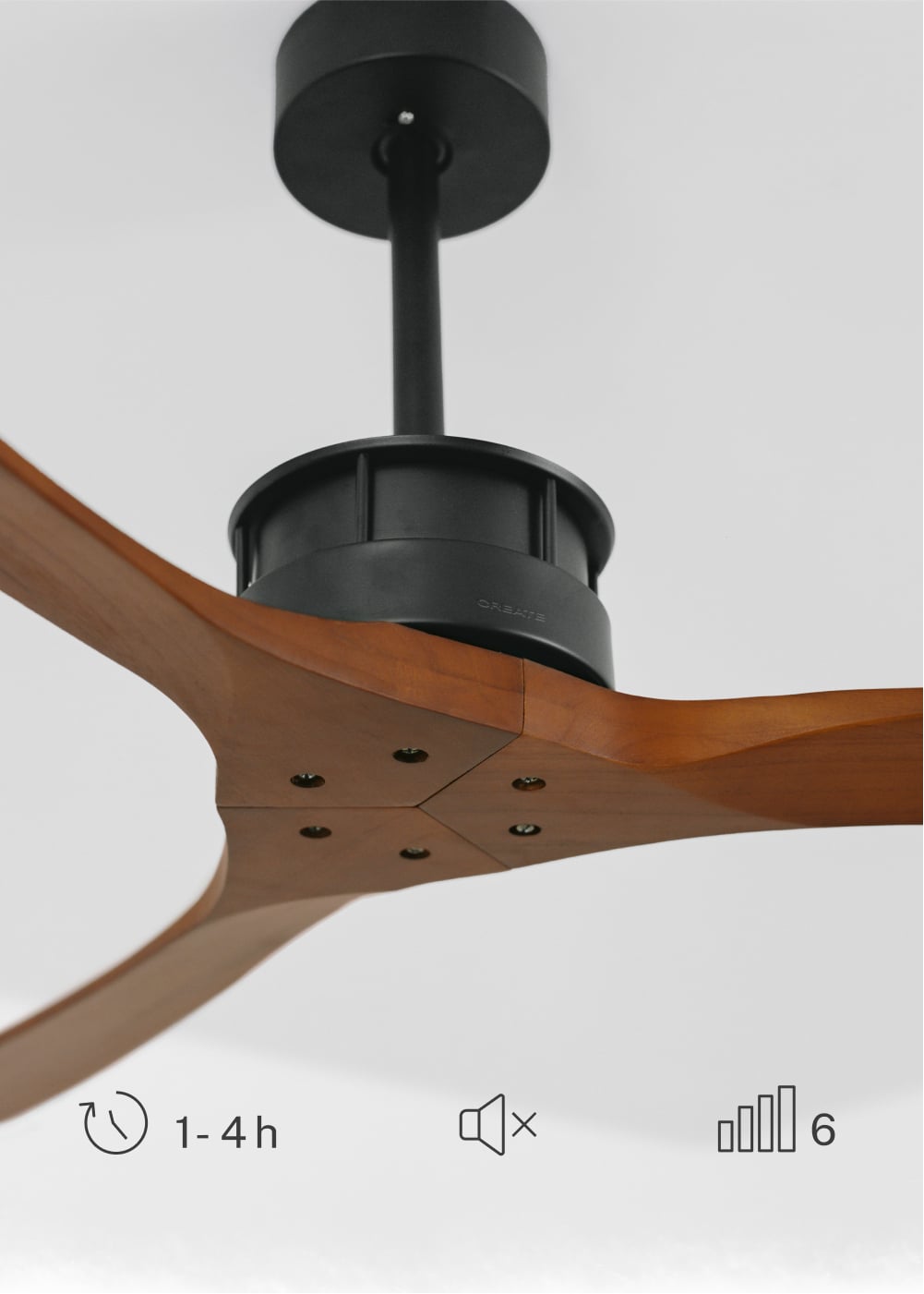 WIND LARGE DC - Ventilateur de Plafond 40W Silencieux XL Ø152 cm - Sans Lumière et Sans WIFI - 5