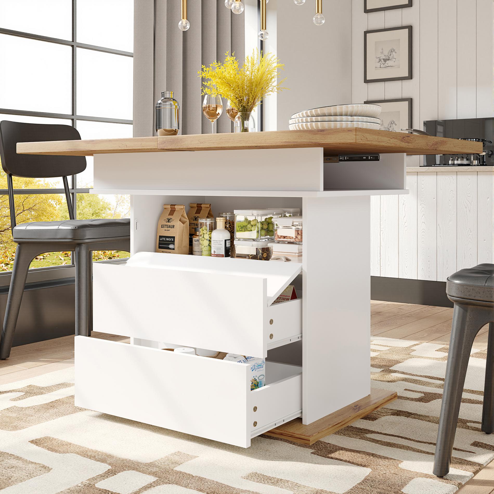 Rozkładany stół do jadalni 110–140 cm – blat MDF, ukryte schowki, minimalistyczny design, możliwość złożenia