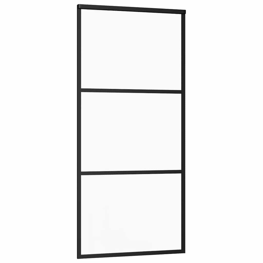 Puerta corredera con set herrajes vidrio ESG aluminio 76x205 cm vidaXL - 5