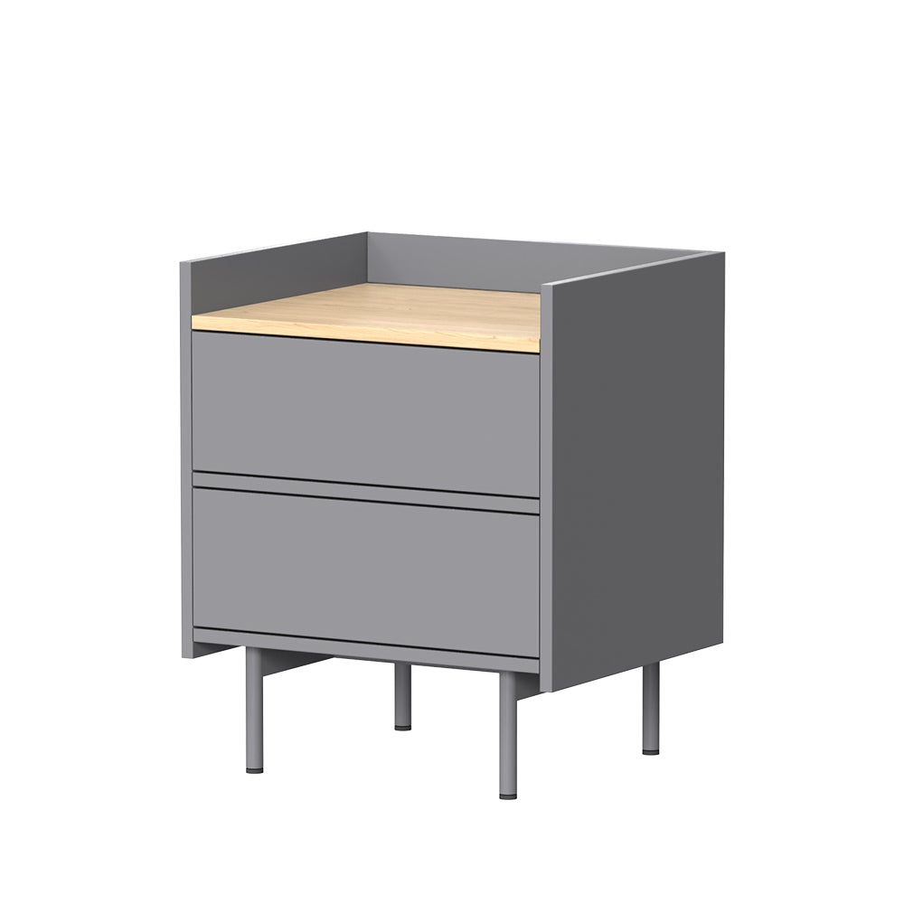 Vicco Stolik nocny Velina, Szary, 48 x 58 cm z 2 szufladami