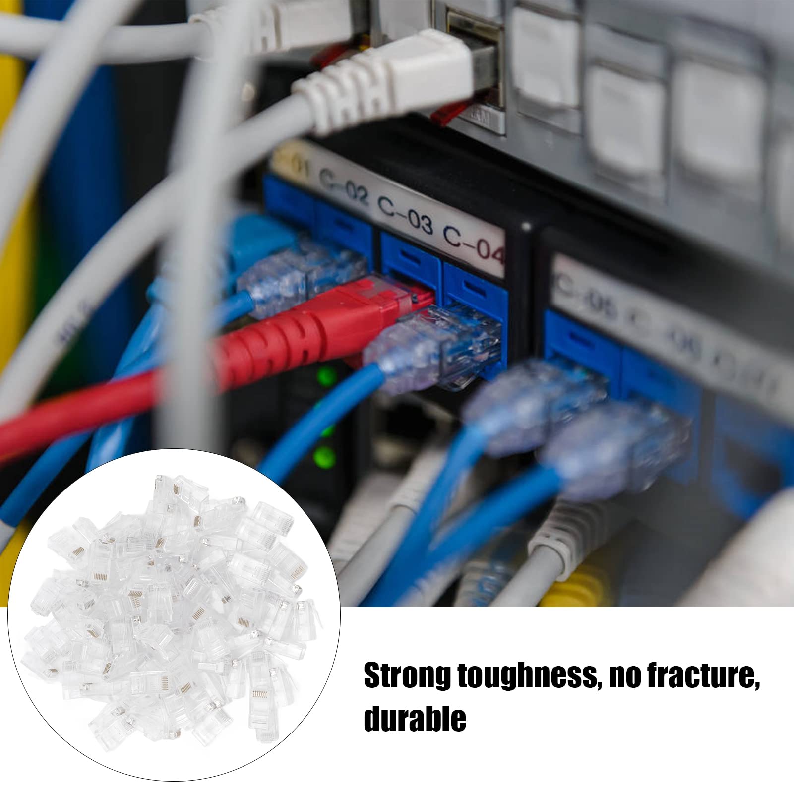 100 pezzi di teste di cristallo di rete placcate in oro connettori per cavi ad alta tenacità terminali a spina - 7