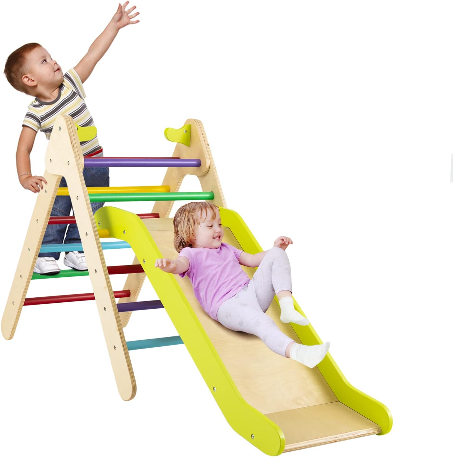 DREAMADE 6 en 1 Jeu d'escalade Intérieur, Aire de Jeu en Bois avec