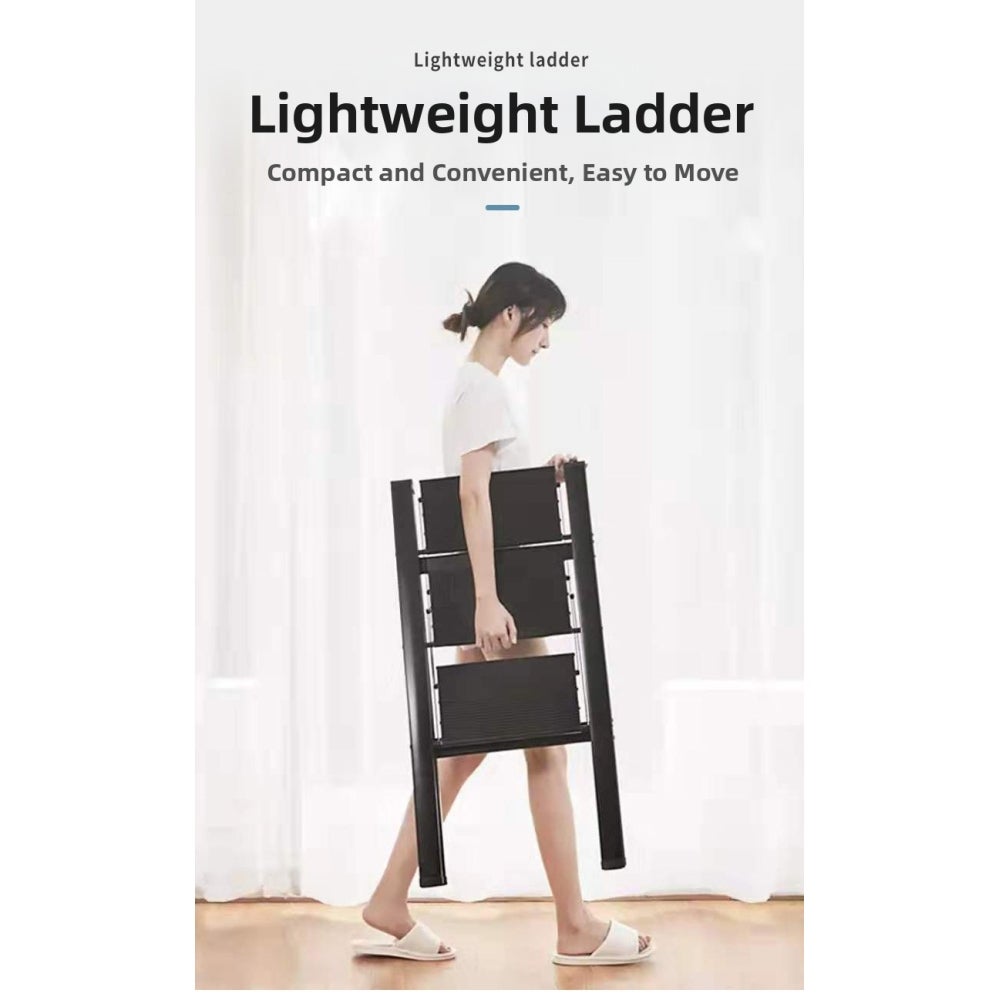 Escabeau pliant 3 marches avec larges pédales antidérapantes, léger, portable, 150 kg, maison et cuisine - 5