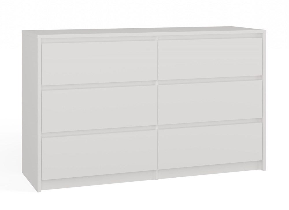 Komoda Topeshop Szafka Karo 6 Szuflad K120 Biała 40x120x73,5 cm