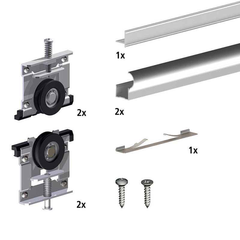 Kit pour 1 porte de placard supplémentaire SLID'UP 220 18 mm - argent - 2