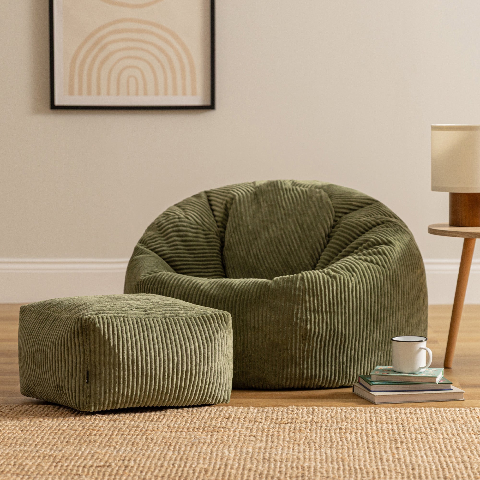 Pouf Rotondo In Velluto Homebeez Con Contenitore - 51,5 Cm, Poggiapiedi E Tavolino Con Coperchio In Legno, Grigio Chiaro
