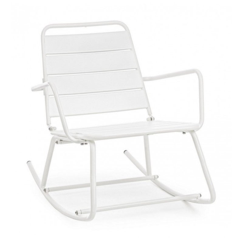 Fauteuil à bascule de jardin 63x90x74 cm en acier blanc - LAAPS - 7