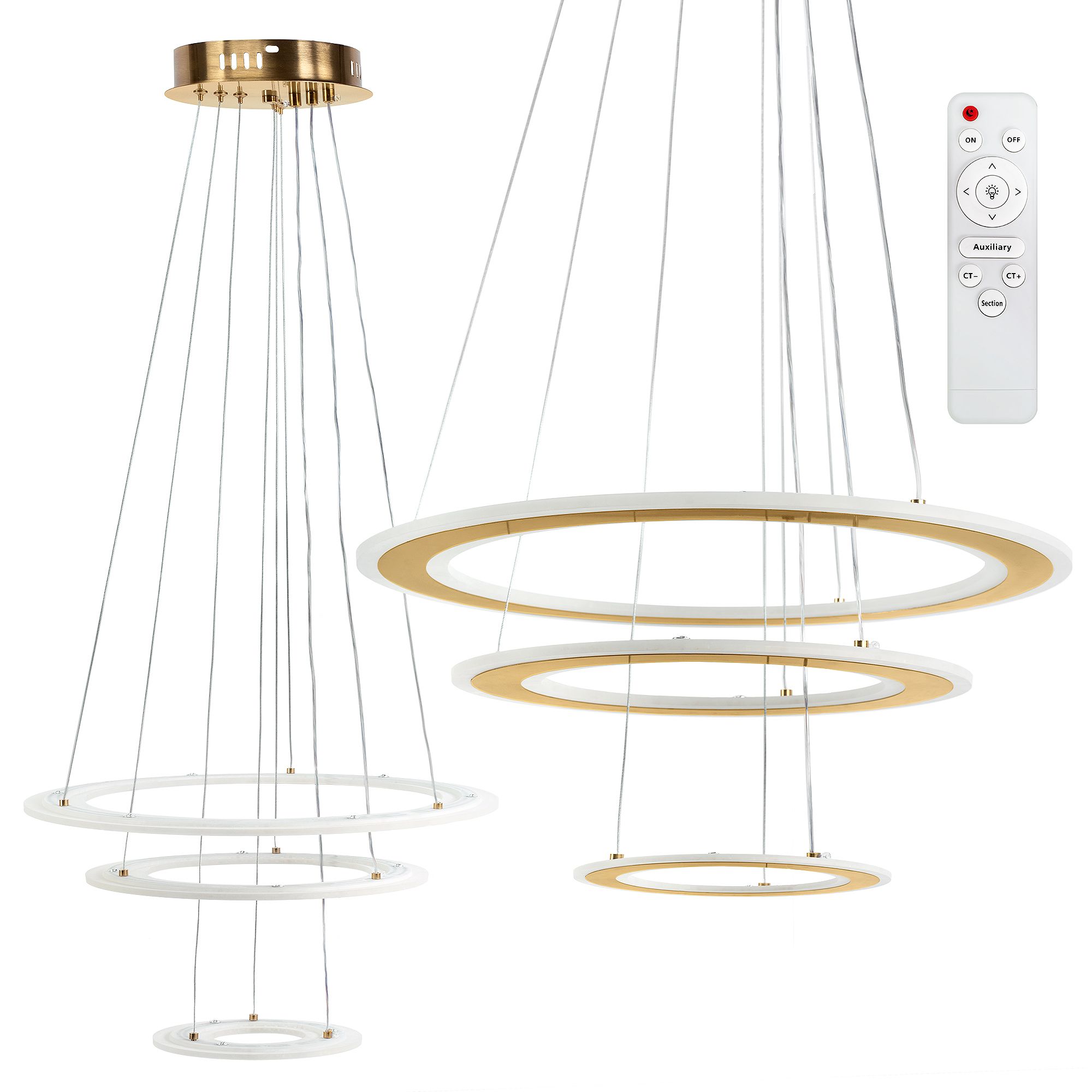 Lampa Sufitowa Wisząca Led Toolight Led G041-3Cp Złoty Szczotkowany