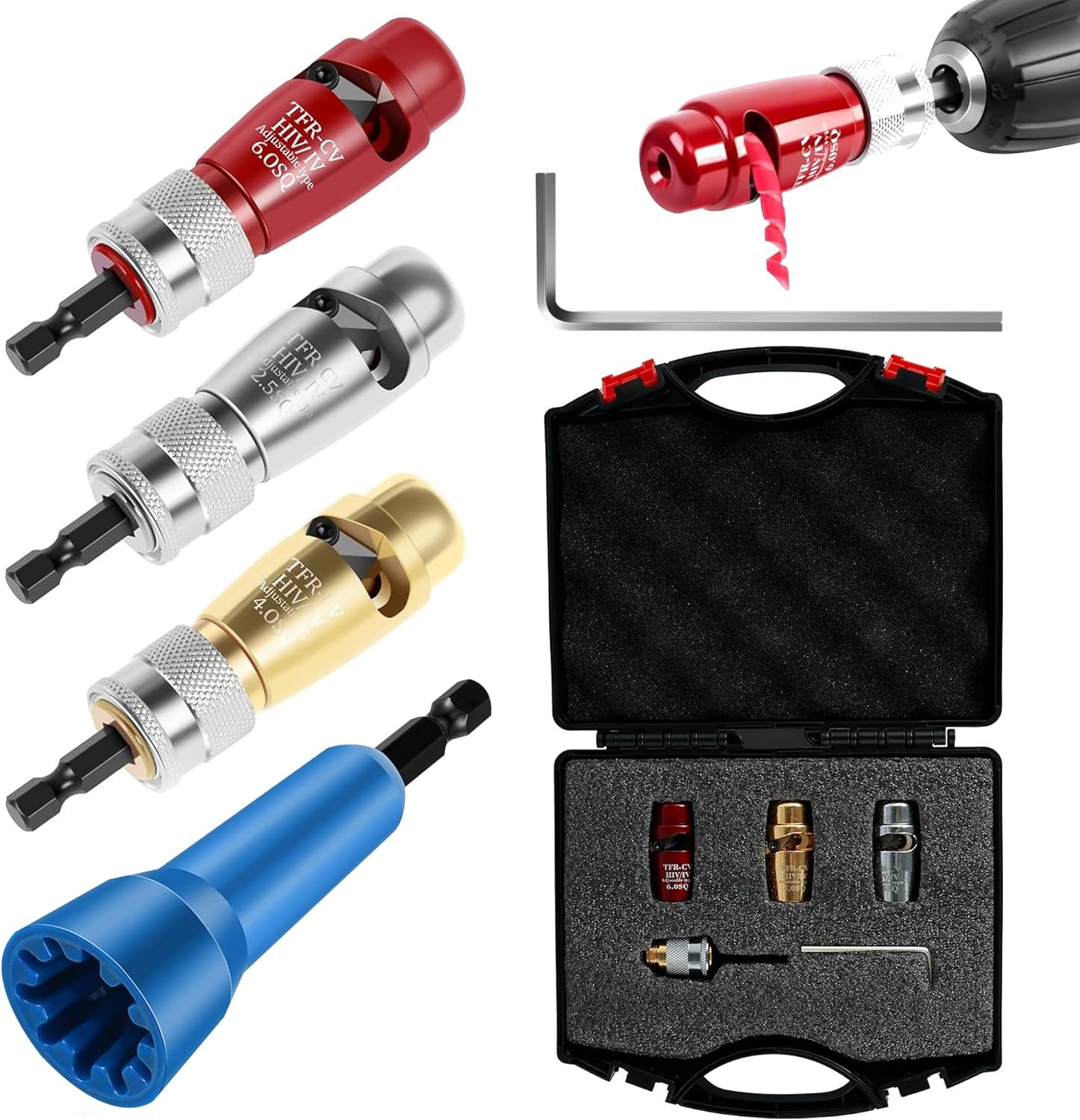 Twister à Fil électrique Brrnoo – Pour Perceuse, Connecteurs Universels – ABS Et Fer, Compact – Noir, Bleu, Rouge – Gain De Temps