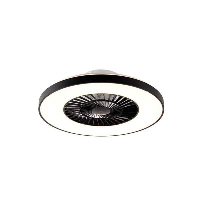 Qazqa nowoczesny wentylator sufitowy - Climo - czarny, okrągły, led zintegrowana 33w zestawie, 3000k - 6000k, z pilotem, 60cm