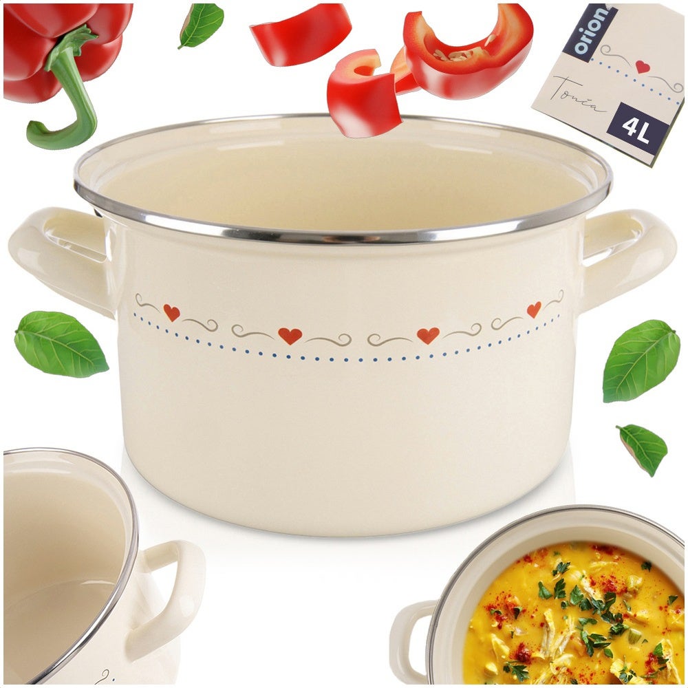 Garnek emaliowany kremowy TONCA 22 cm, 4 l - 8