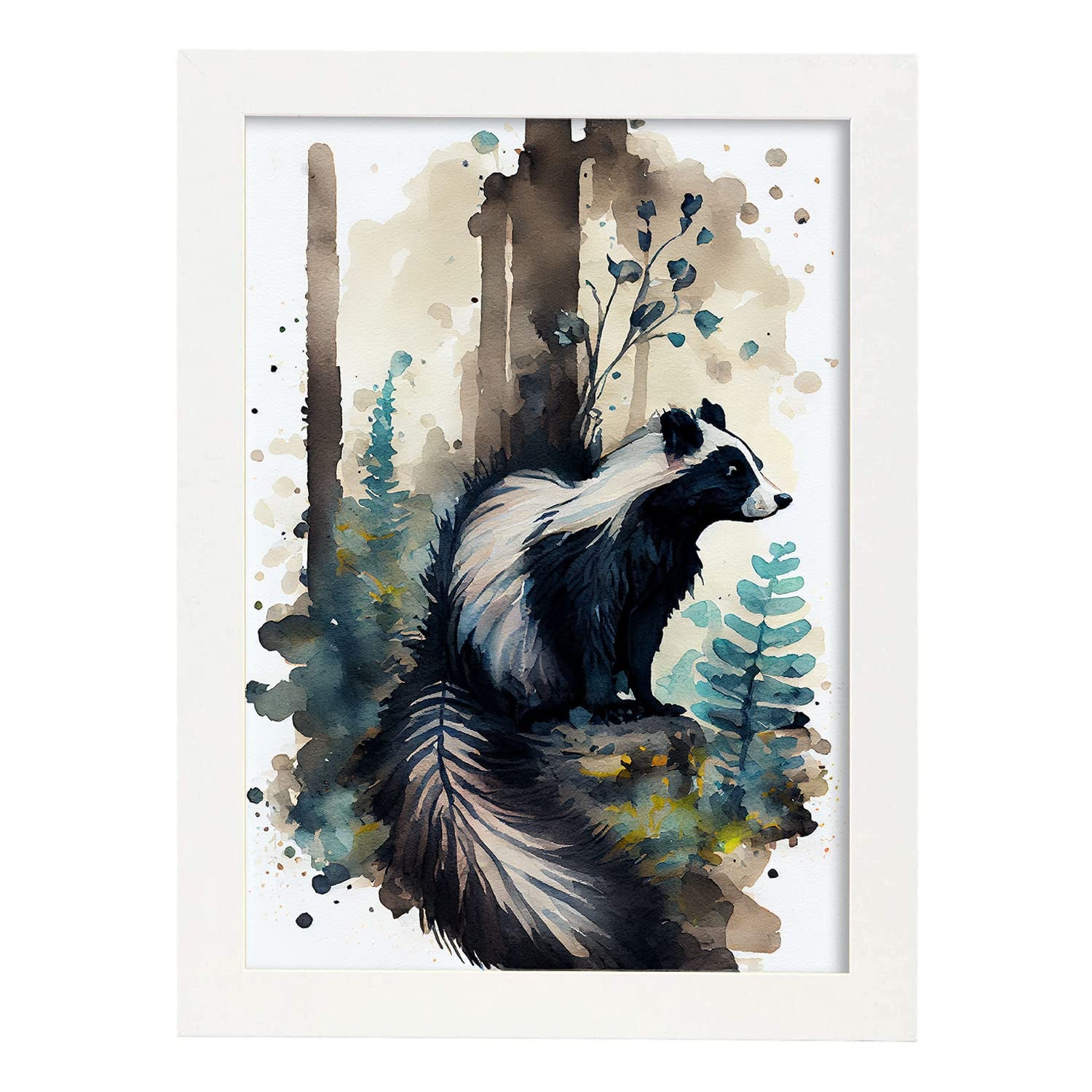 Nacnic Poster A4 Con Cornice Nera | Ghepardo Nella Foresta In Acquerello | Stampa Animale Per Arredamento Soggiorno