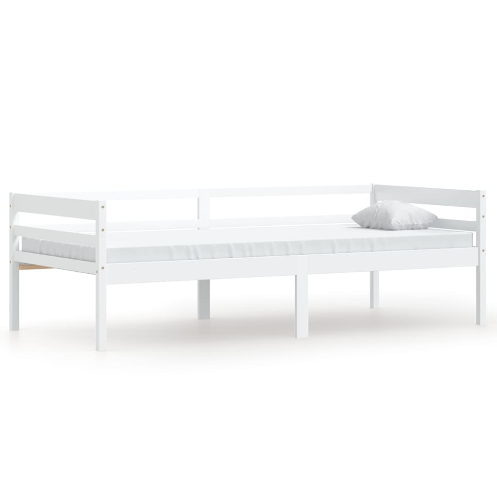 Łóżko Drewniane Białe Rama Łóżka Ze Stelażem Drewniana Łóżko Do Sypialni Pokoju 90 x 200 cm