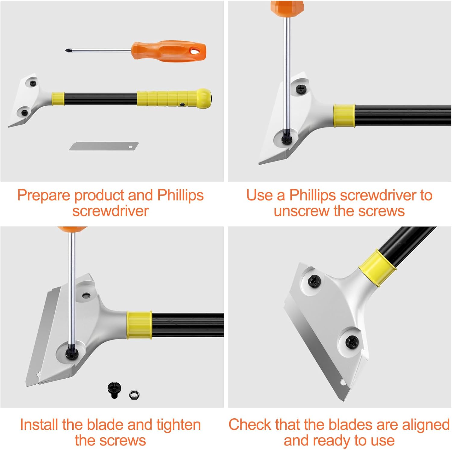Skrobak do szkła, skrobak do farby, skrobak do płyt grzewczych z funkcją wybijania otworów, skrobak do płyt indukcyjnych z długim uchwytem, czyszczeni - 3