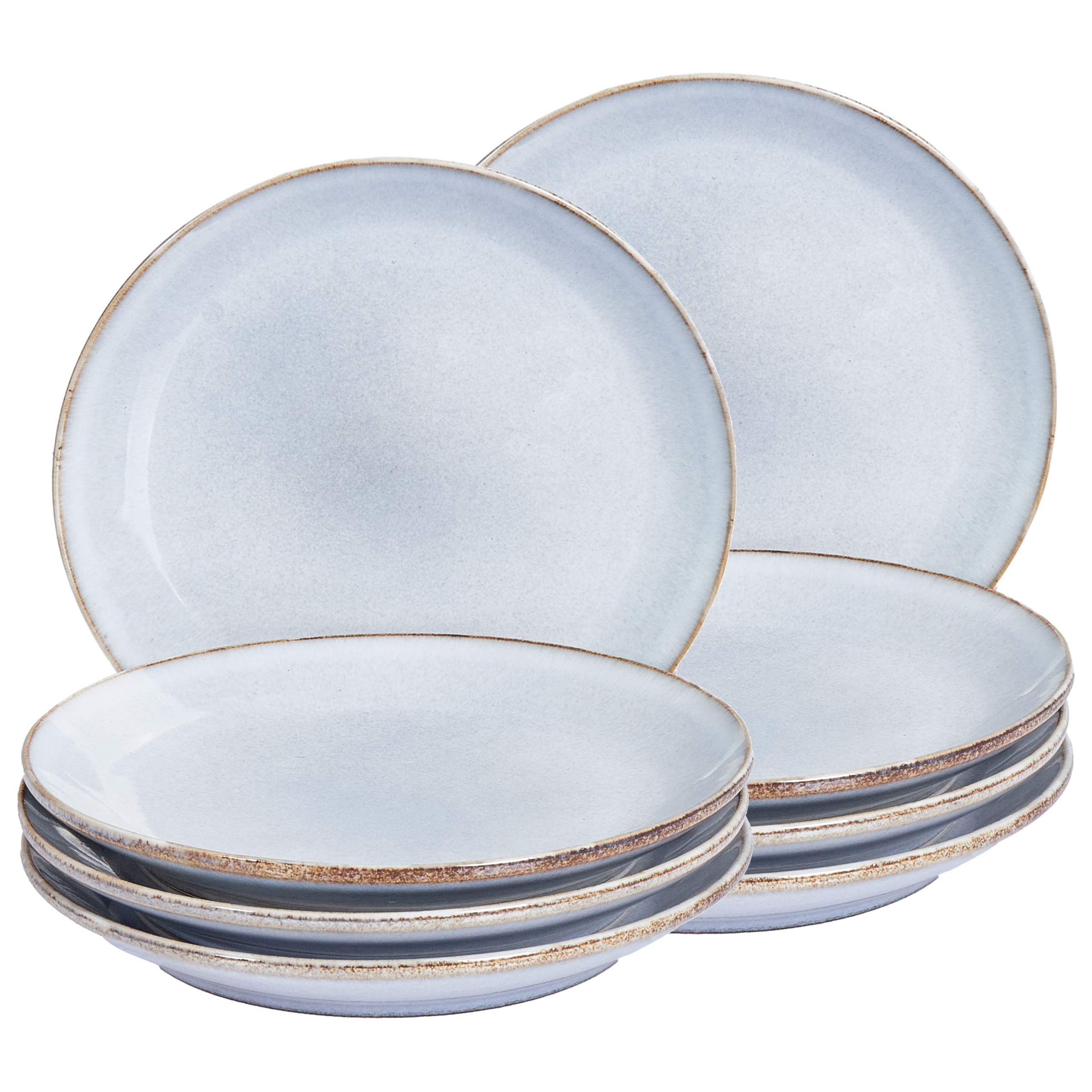 Beliani Conjunto De 8 Platos De Postre Juniper Gres Azul/Claro , Leroy Merlin