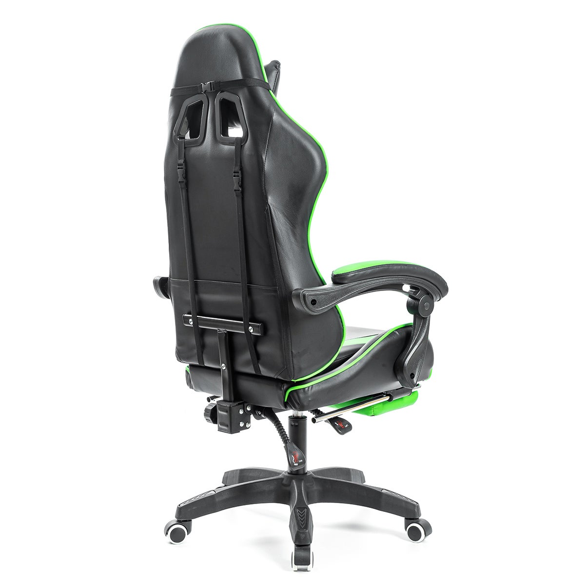 Sedia da gioco ergonomica massaggiante Sedia da ufficio regolabile in altezza con cuscino lombare, poggiatesta, poggiapiedi - Verde e nero - 7