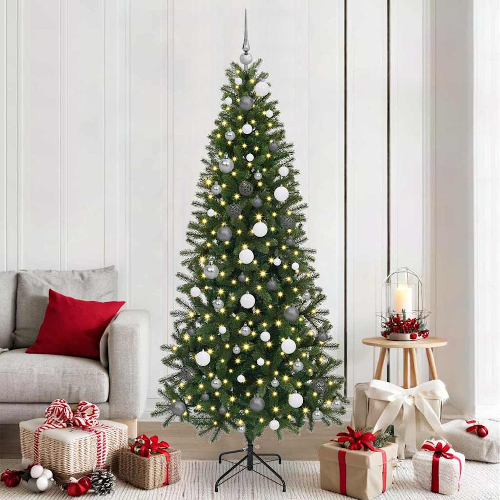 Sztuczna choinka z 300 diodami LED Zielony 210 cm PE i PVC