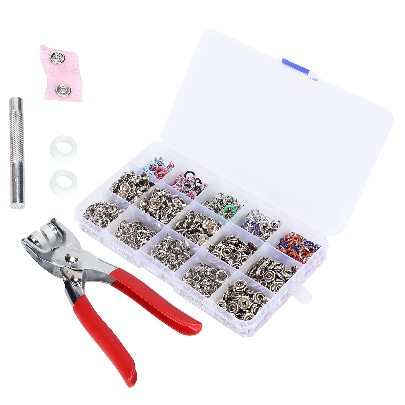 Kit De 200 Boutons-pression Sans Couture 9.5mm Avec Pince - En Acier Inoxydable Argenté, Pour Vêtements Bébé, Bricolage, Couture