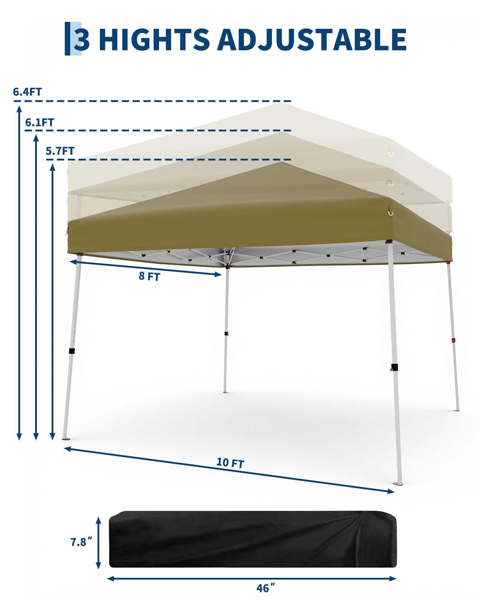 Cenador plegable de 3x3 m, montaje instantáneo, patas robustas, refugio portátil; incluye bolsa de transporte y cubierta - 6