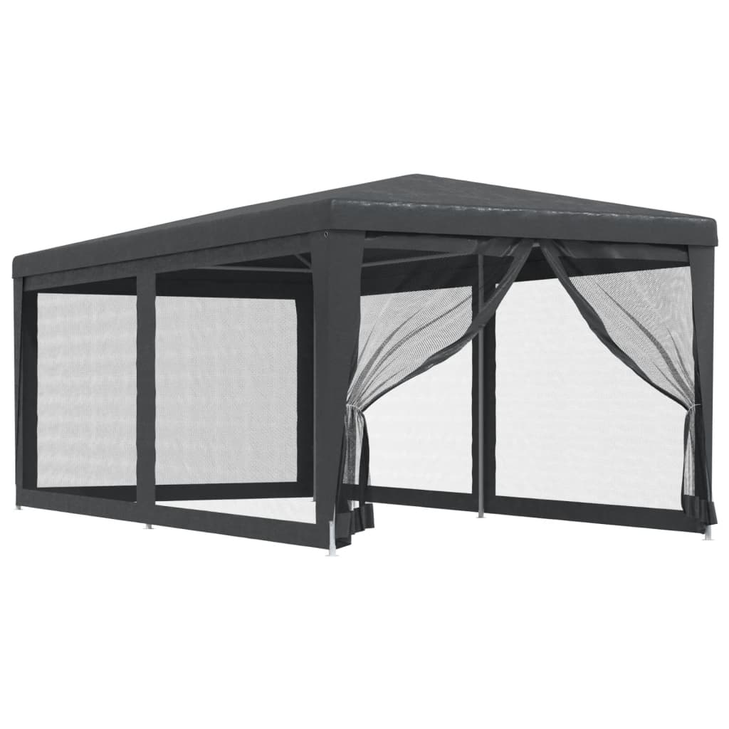 vidaXL Carpa para fiestas 6 paredes de malla HDPE gris antracita 3x6 m - 8