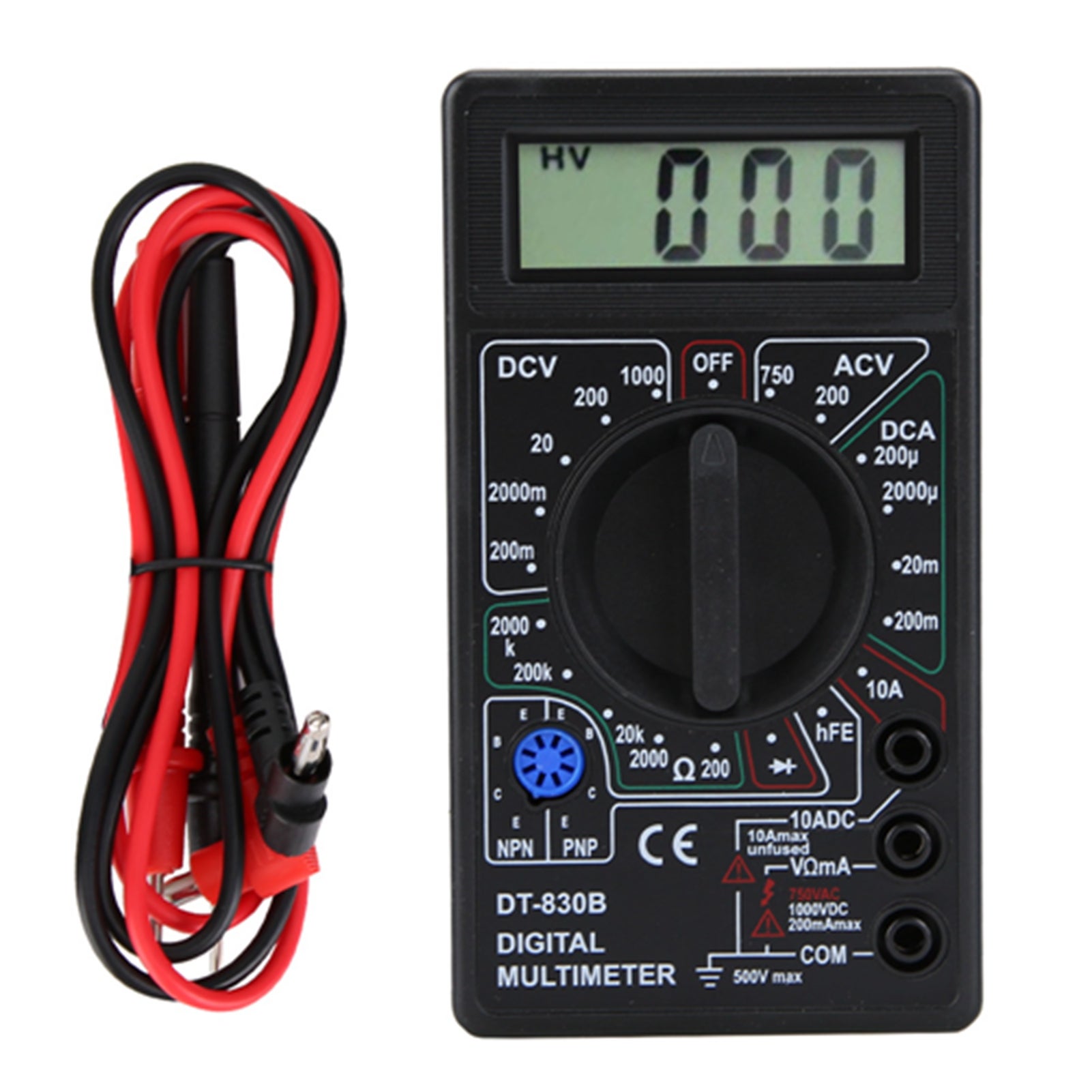 DT-830B Wielofunkcyjny przenośny multimetr cyfrowy LCD, amperomierz, woltomierz, tester omomierza, woltomierz, miernik omomierza, czarny