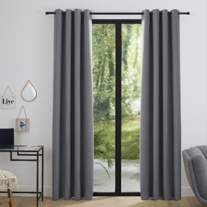 Lot De 2 Rideaux Occultants Homxi Pour Salon - Gris Géométrique, 132x244 Cm, Isolants Thermiques Et Phoniques
