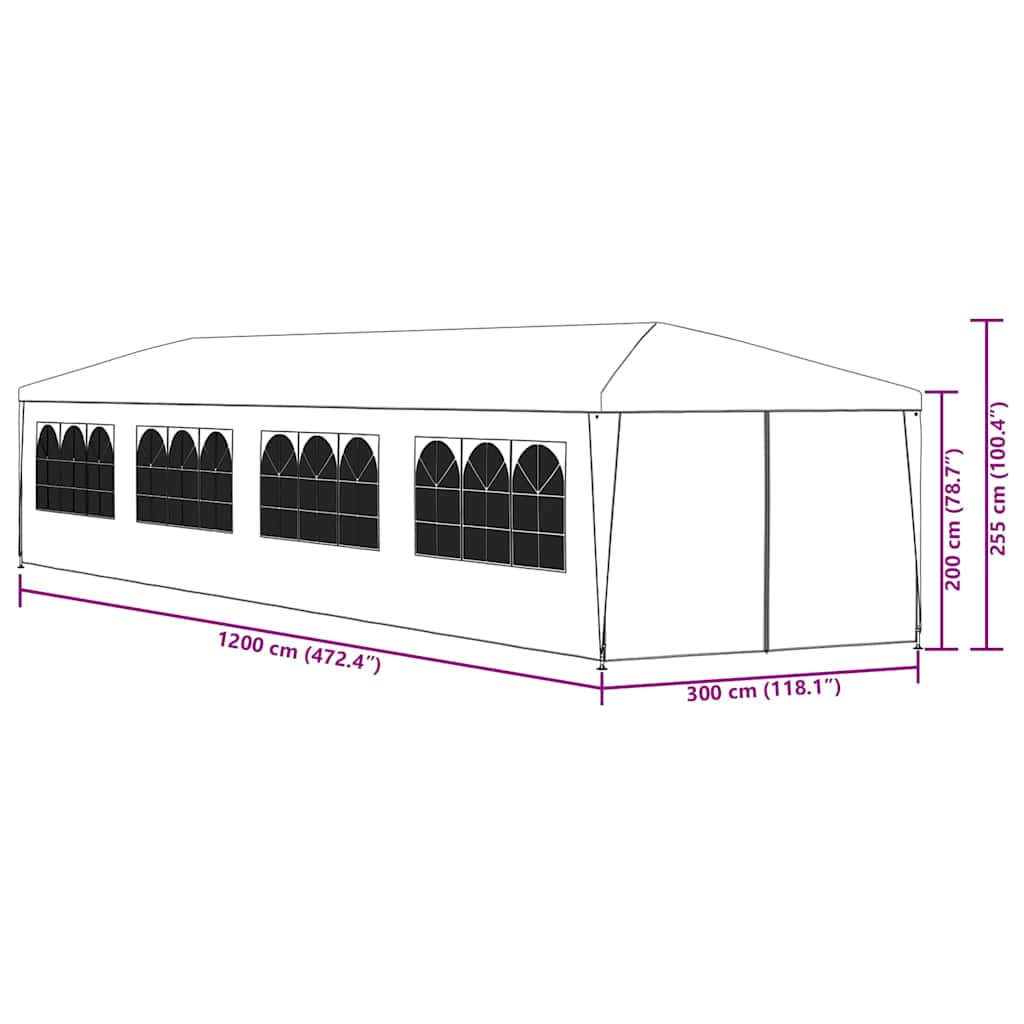 Tonnelle de Jardin 3x12 m Blanche – Grande Tente de Réception pour Événements et Extérieur - 10