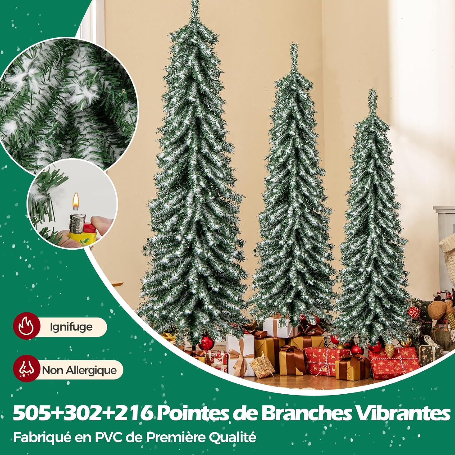 Albero Di Natale Artificiale Birkdale In Pvc Verde E Bianco H 210 Cm X 134 Cm 897 Rami 89172316