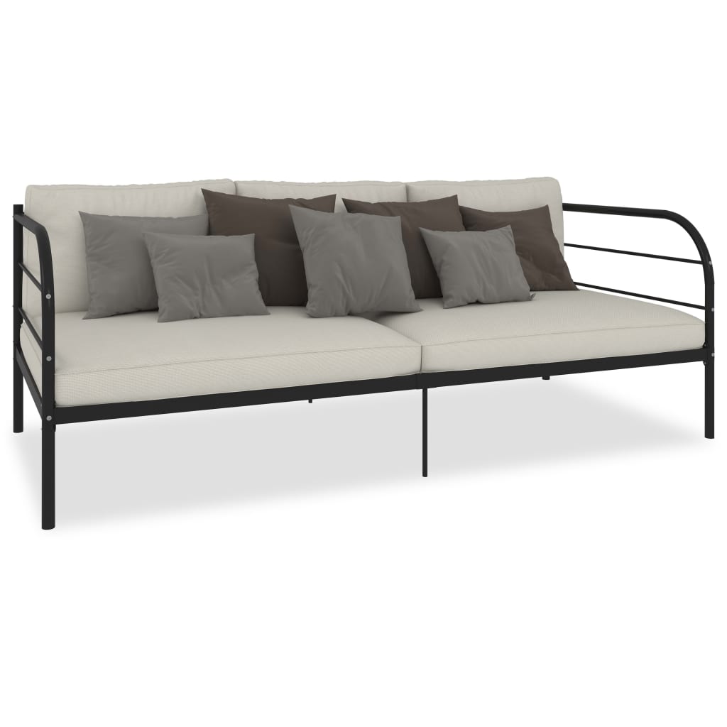 Divano Letto Singolo 90x200 Cm In Metallo Nero - Struttura Moderna Con Spazio Sottostante
