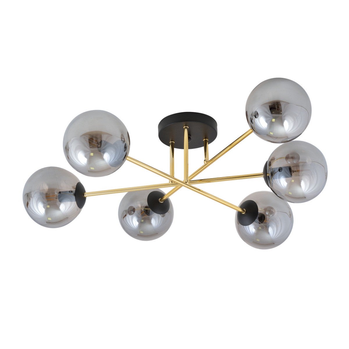 Lampa sufitowa MAGNUM złoto-czarna 6 x E14 x 10W wym:23x55x55cm Emibig