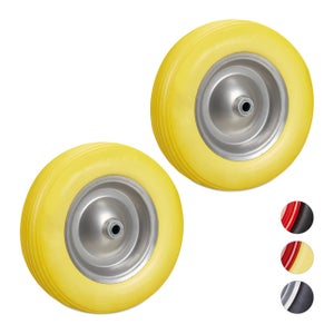 Ruota Carriola Gomma Piena 3.50-8 - Antipanne, Con Asse Fisso, Portata 120 Kg, Nero - Foto 2