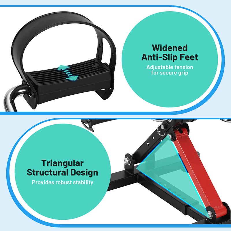 Mini bicicleta estática dobrável com pedais - - Para treinar pernas e braços - Musculação Preto e vermelho - 5