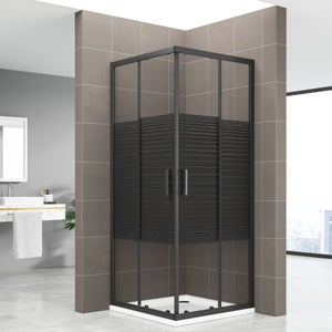 Cabine De Douche Angulaire Idralite Alabama 75x75 Cm, H200 Cm, Verre Opaque, Coulissante, Italienne