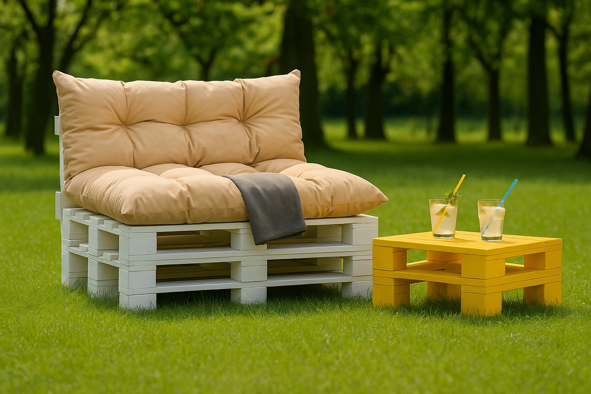 Set coussins pour palettes 120x60 avec dossier 120x50 beige – coussins canapé extérieur, matelas de palettes pour terrasse et jardin - 3