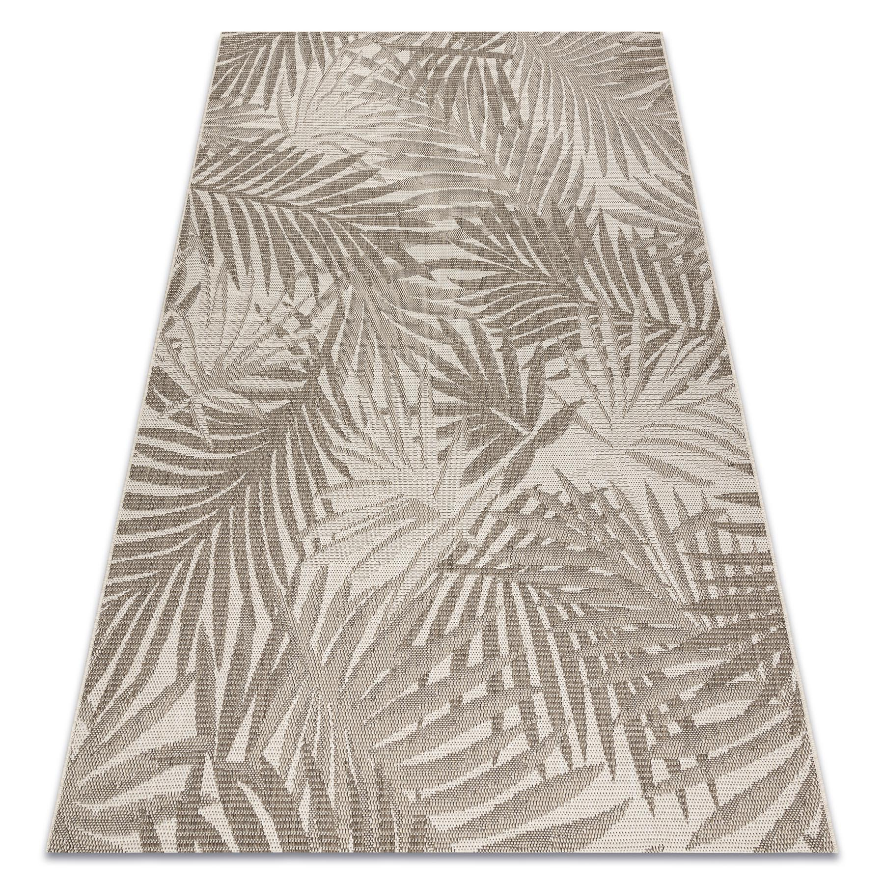 Alfombra de cuerda sisal floorlux 20504 hojas selva color champagne/gris oscuro 240x330 cm