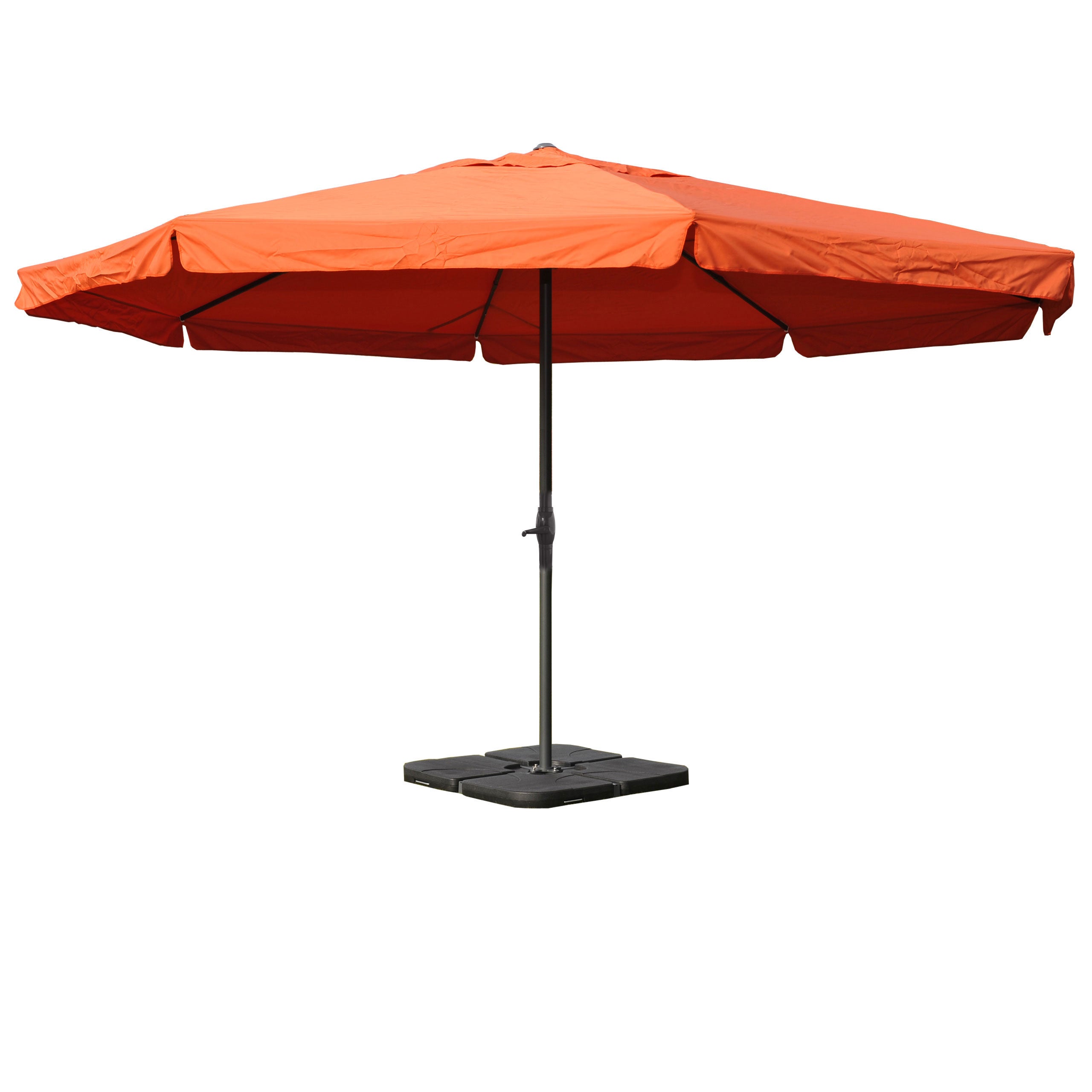 Parasol Meran Pro, parasol gastronomiczny z falbaną Ø 5m poliester/aluminium 28kg ~ terakota ze stojakiem