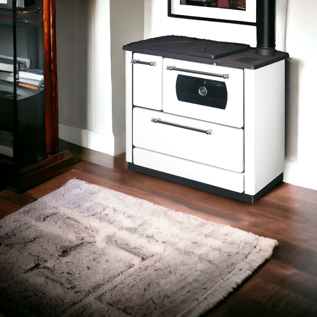 Stufa cucina riscaldamento a legna con forno struttura in acciaio 9,06 kW Popular - Beige - 3