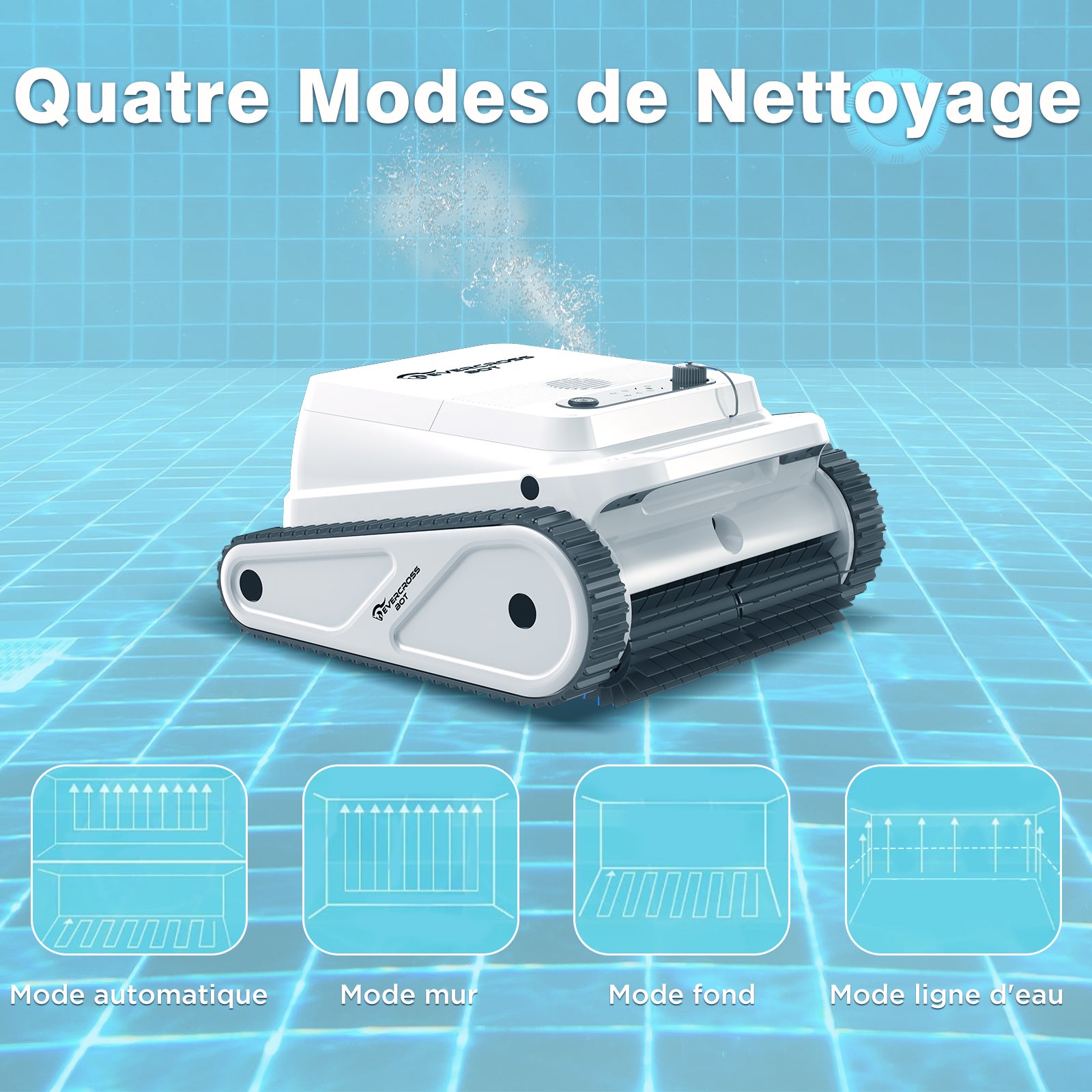 EVERCROSS BOT U8 Robot Piscine Est Équipé de Quatre Moteurs et de Batteries, Prend en Charge la Fonction de Nettoyage de la Ligne de Flottaison, APP - 5