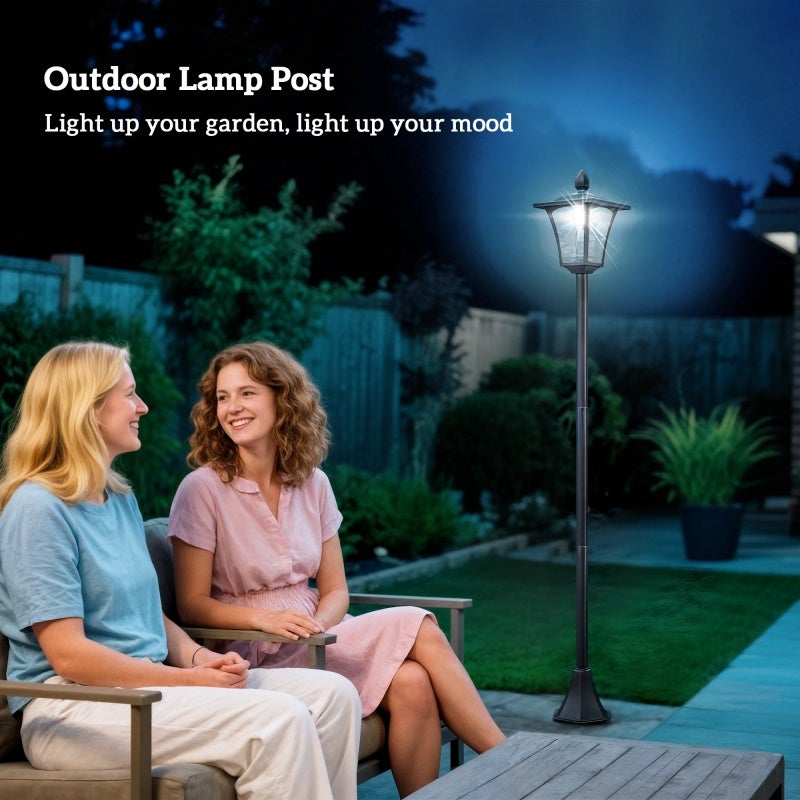 HOMCOM Luminaire extérieur lampadaire sur pied solaire lampadaire lanterne classique LED 40 Lm dim. 18L x 18l x 160H cm noir - 5