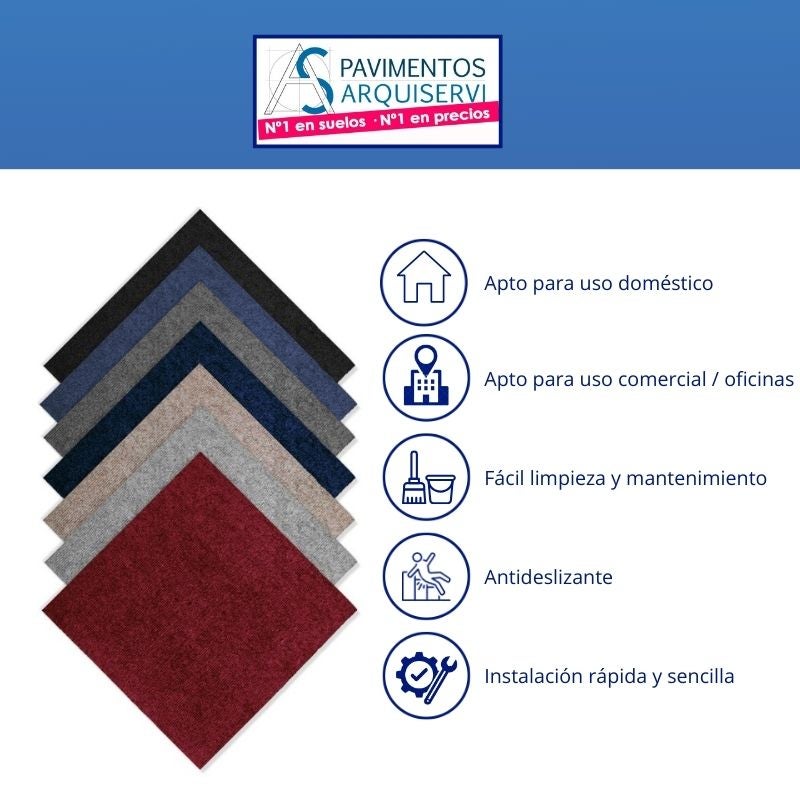 Arquiservi - Moqueta en loseta Viena Rojo 50x50 (5M2) | Antiestática, insonorizante y apta para oficinas y hogar - 2