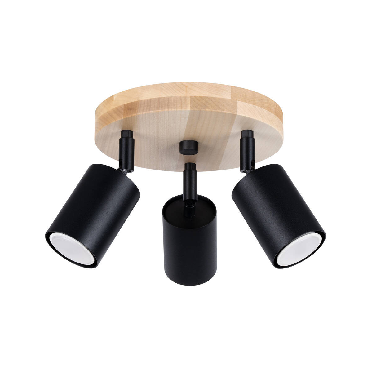 Lampa sufitowa wisząca Verdo czarna-drewno 3xGU10x10W reflektory regulowane wym: 17 x 33 x 33 cm metal Sollux Lighting