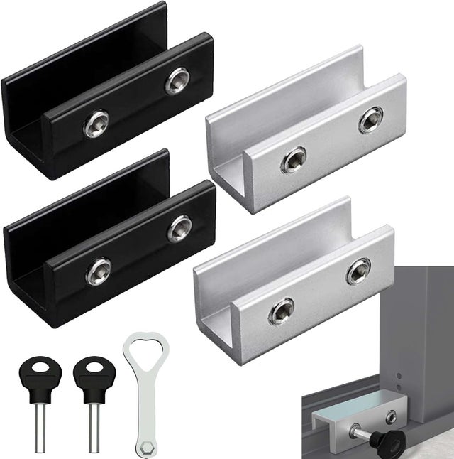 4 Pièces Serrures de Fenêtre Coulissante Verrou Porte, Verrou Baie Coulissante Bloque Porte Coulissante Adaptée Aux Portes et Fenêtres Coulissantes