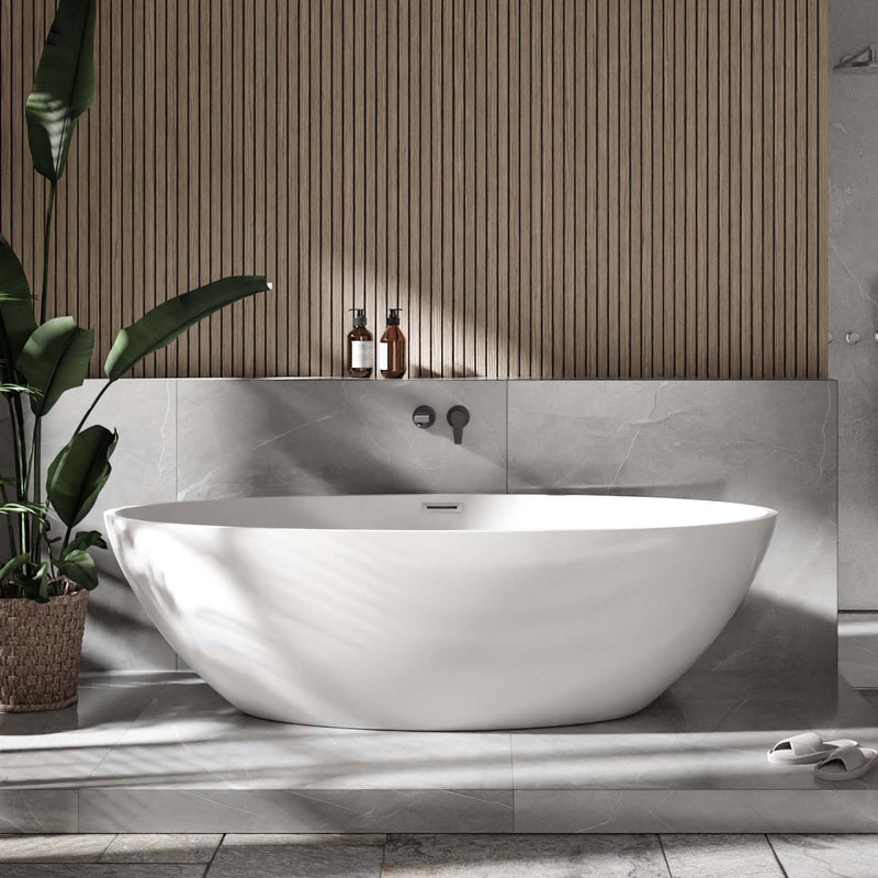 Bernstein Wanna wolnostojąca RIO STONE odlew mineralny 180x85 biały połysk