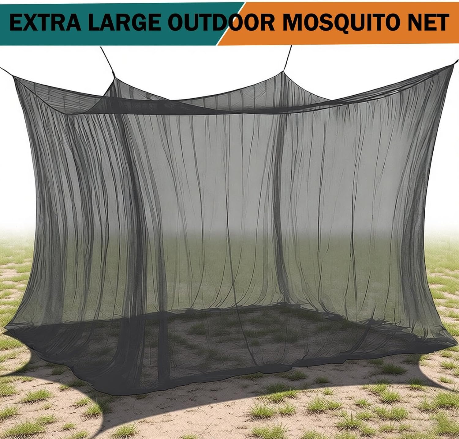 Moustiquaire d'extérieur — Maille ultra-fine — Idéale pour terrasses et camping — Cordes incluses (Noir, 1 personne : 300 x 300 x 250 cm) - 7
